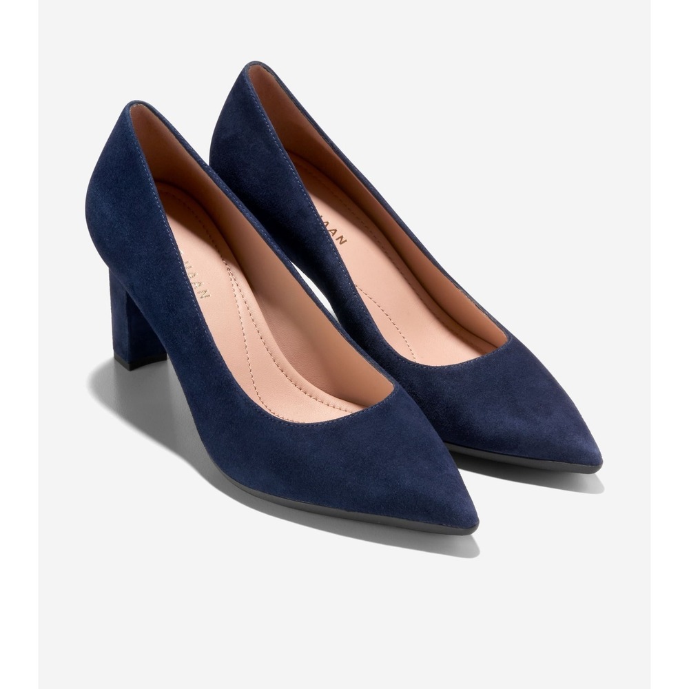 Cole Haan Grand Ambition Pump Navy Blue Suede Women US 5 NEW with box 3"heels